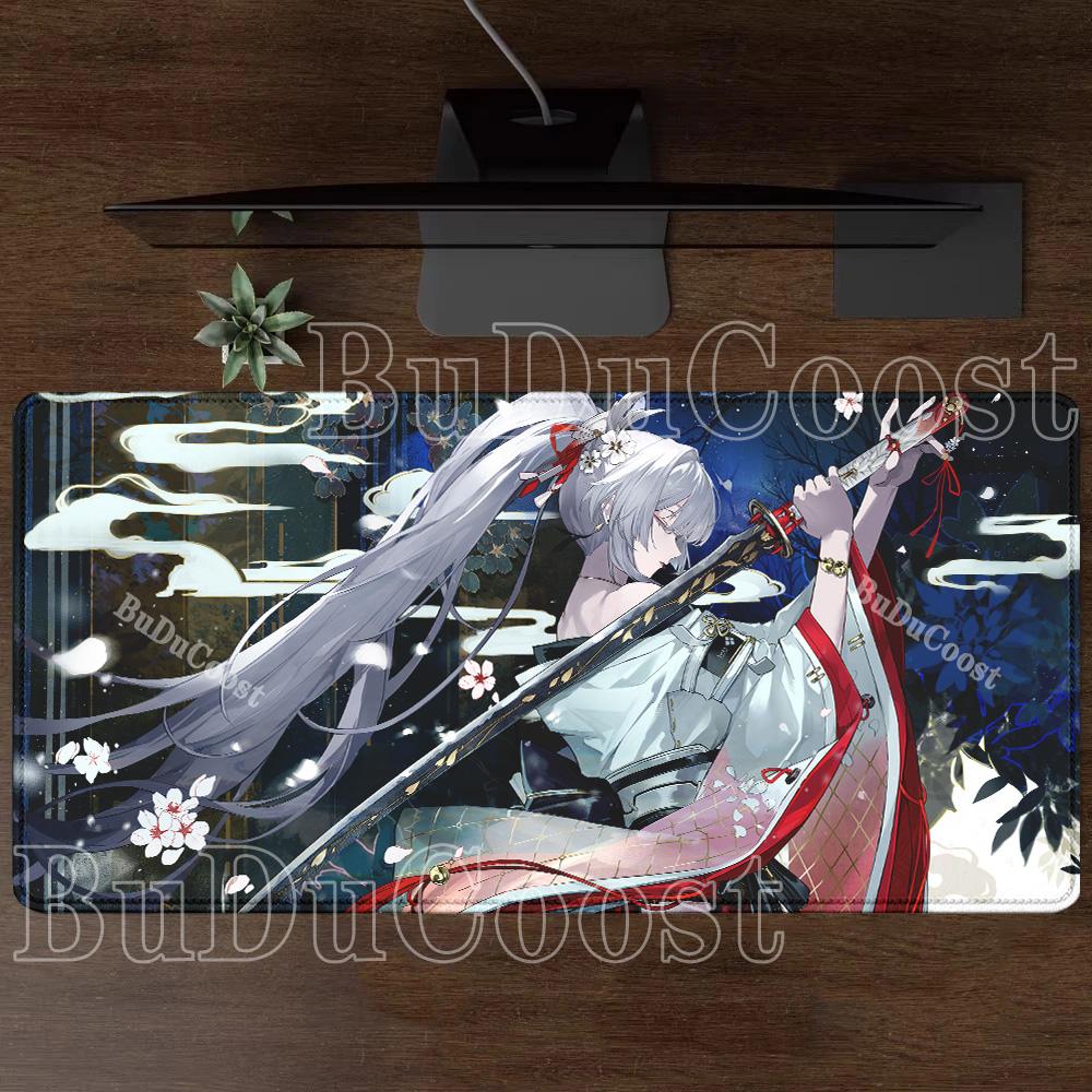 Gaming Wuthering Waves Hiyuki Mousepad Gaming Office Keyboard XXL Mouse Pad Anime Sexy Girl Rubber HD Printing Overlock Desk Mat