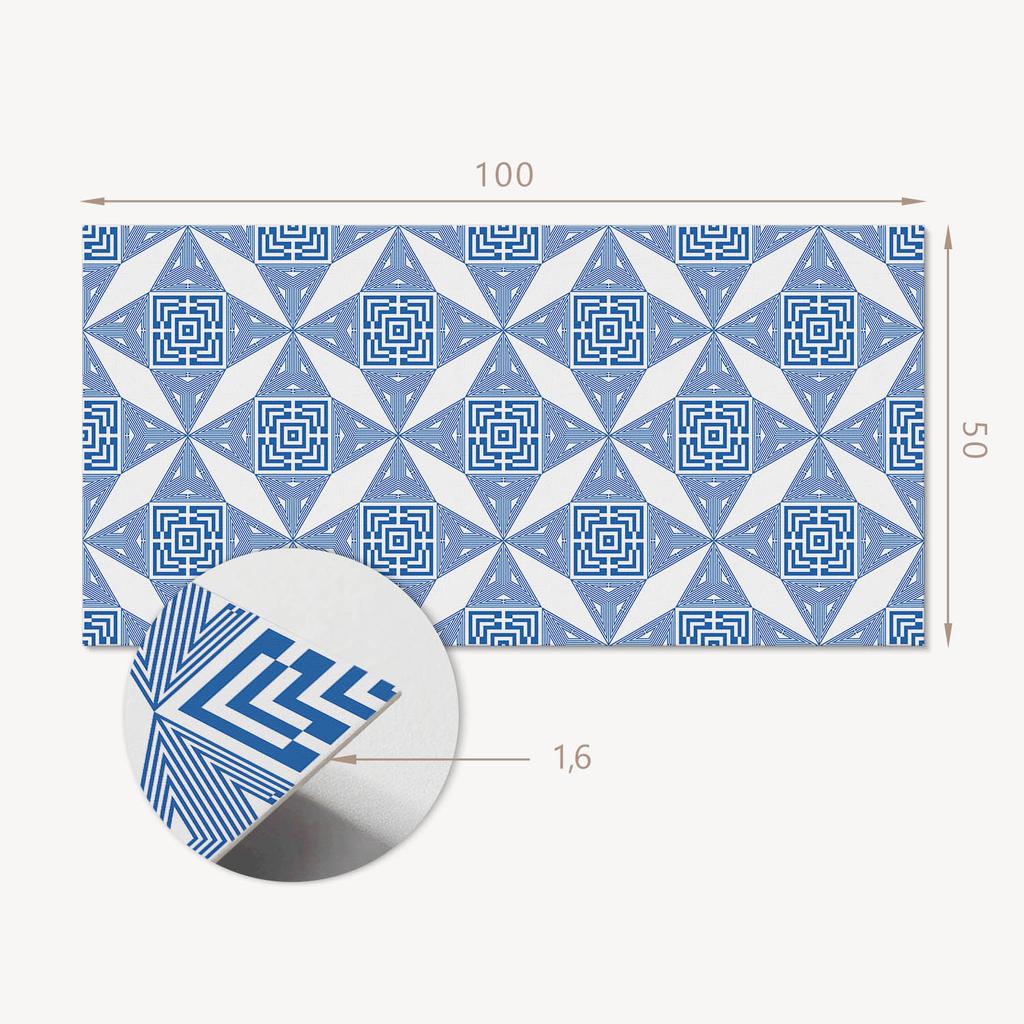 Self-adhesive Vinyl Panel with Print for Bathroom 100x50 cm Geometric Grid Pattern
