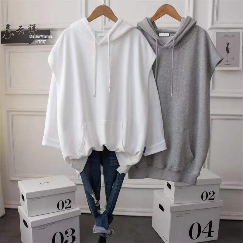 

Женский модный безрукавный жилет с капюшоном больших размеров для весны/лета 4XL белый