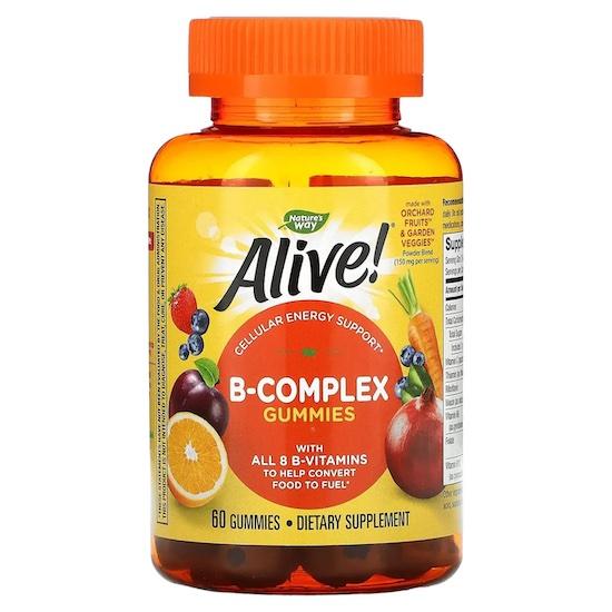 

Natures Way-Alive! B-Complex, смак вишні, 60 цукерок