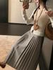 Ouyang Iron Tower Sunset Herringbone Retro Suit Lace-up Long Pleated Skirt for Women