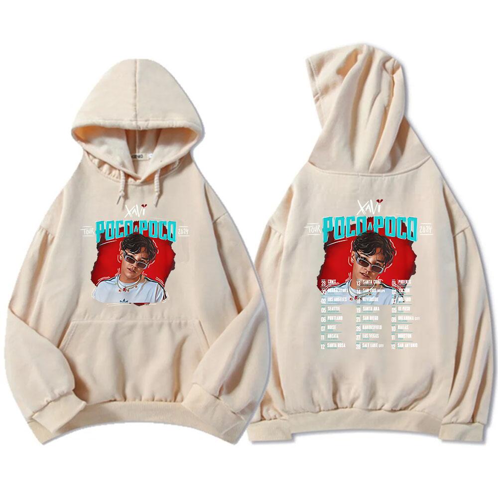 Poco A Poco Tour 2024 Hoodies Xavi La Diabla Album Graphic Sweatshirts Sudaderas Con Capucha Winter Long Sleeve Hooded Pullovers