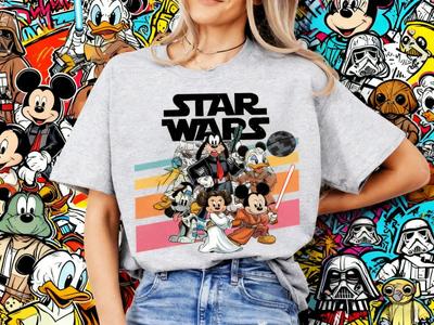  Summer Retro Disney Mickey and Friends Star War Shirt May The 4th Be with You Shirt Disney 100% Pure Cotton Printed T-shirt