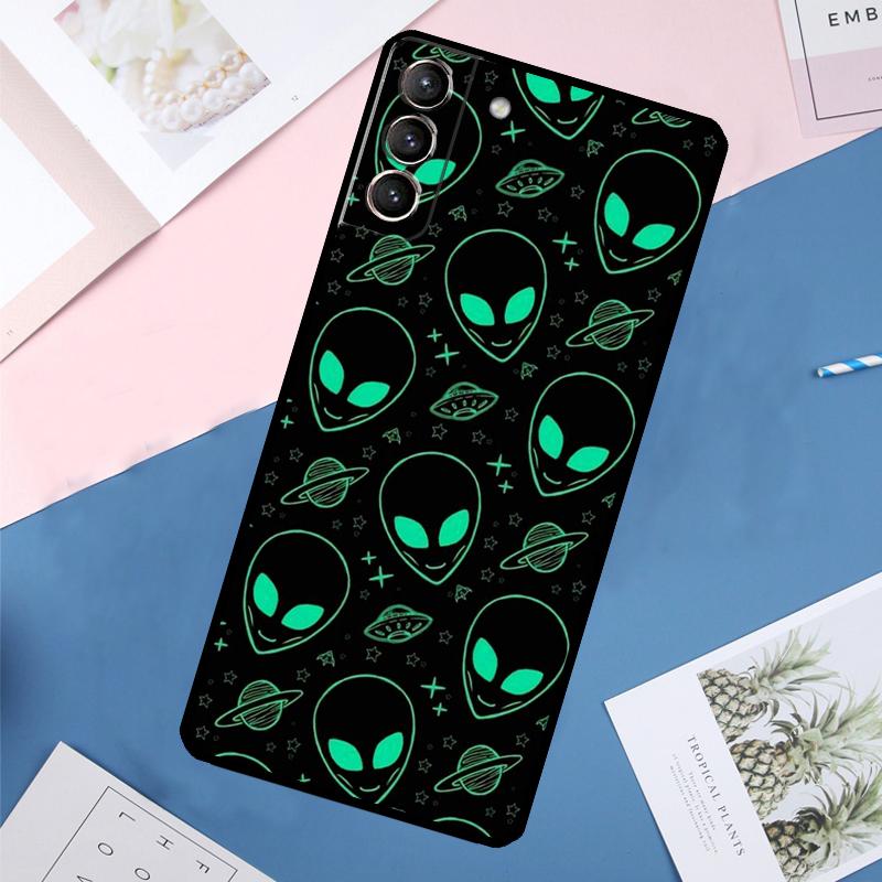 Cartoon Alien Case For Samsung Galaxy S25 Ultra S21 S22 S23 S24 Ultra S9 S10 Plus S20 FE S25 FE Back Cover