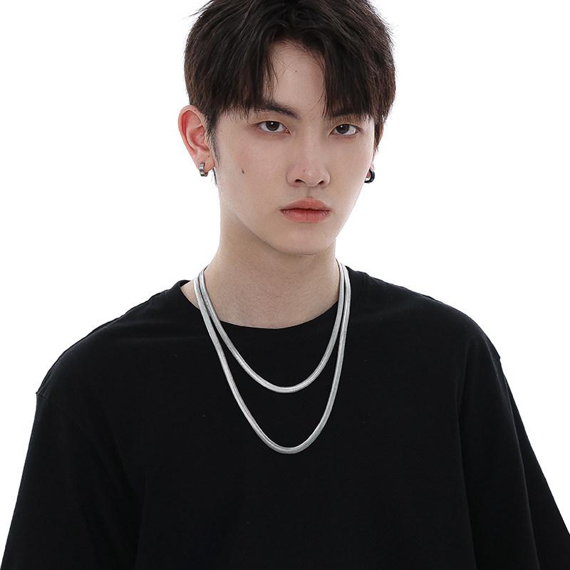 Men's Trendy Hip Hop Titanium Steel Snake Bone Chain Necklace