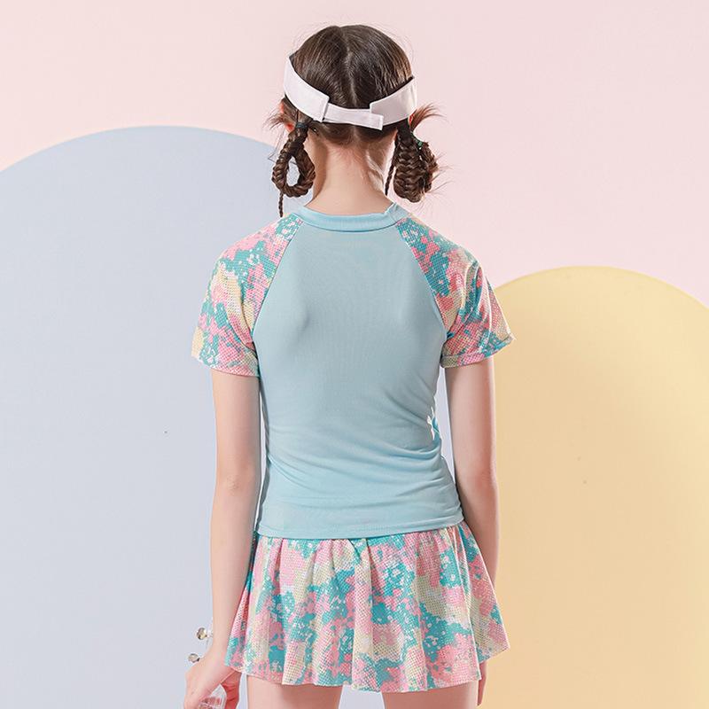 1Set Children's Swimming Suit - Girls' Sporty Skirt-style Swimming Suit for Training and Swimming