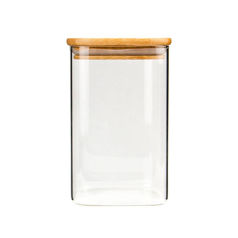 Square Glass Storage Jars 550Ml Airtight Food Containers Silicone Seal For Tea Coffee Beans Dry Food Pantry Organization