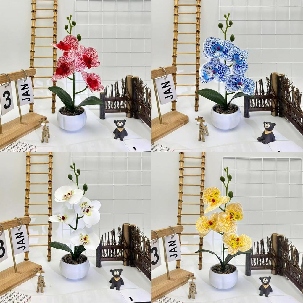 Phalaenopsis Faux Flower Bonsai Desk Decor For Home Office Decoration Wedding