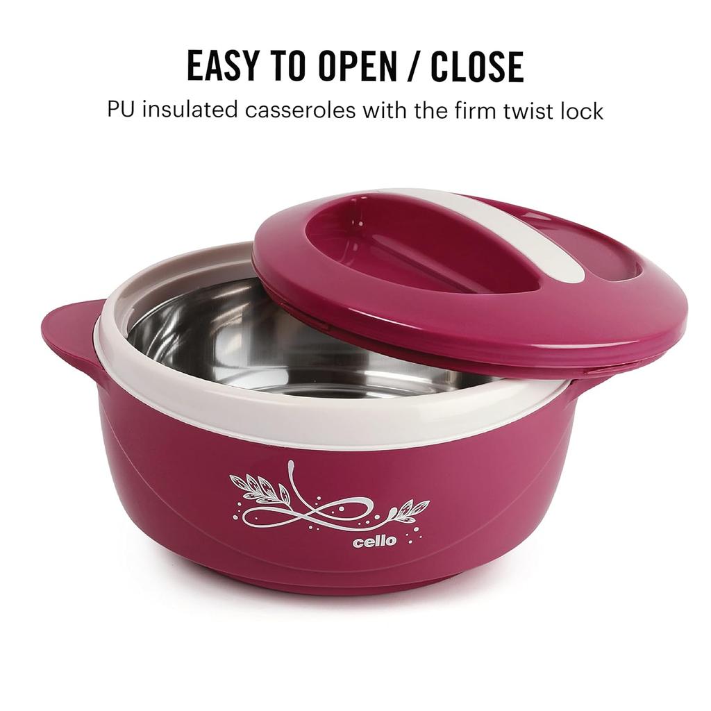 Insulated Hot Pot For Chapati And Food Storage With Inner Steel Build  Matte Pink Casserole With Lid For Kitchen Serving Elegance