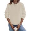 Lockere Passform Damen Hoodie Langarm Pullover Einfarbige Runde Halslinie Lässig