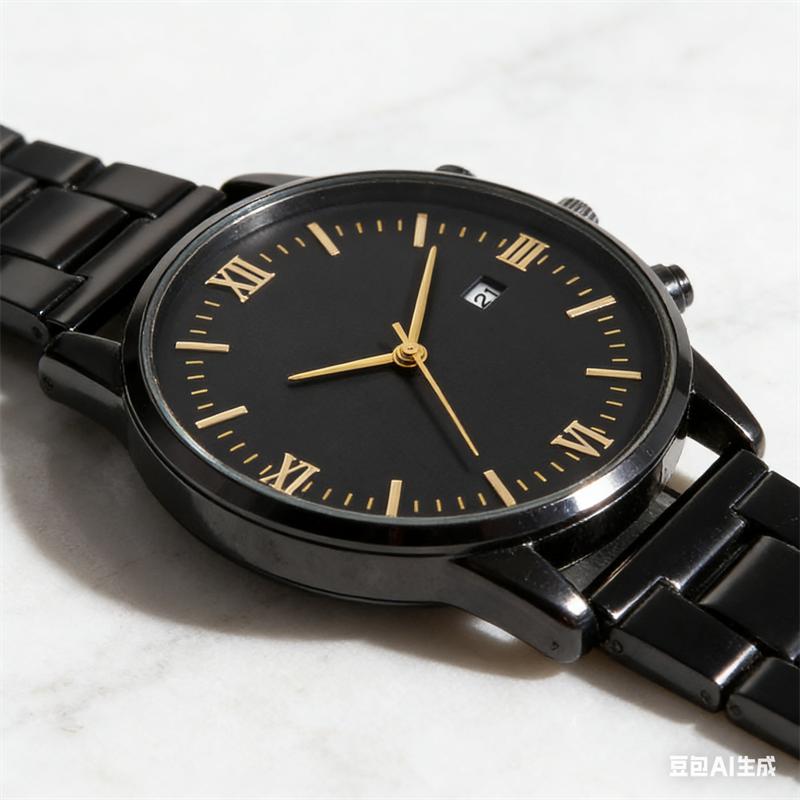 Fashion Men Business Watches Black Steel Band Roma Dial Calendar Quartz Watch Wristwatches Male Clock Best Gifts Clock for Family, Friend