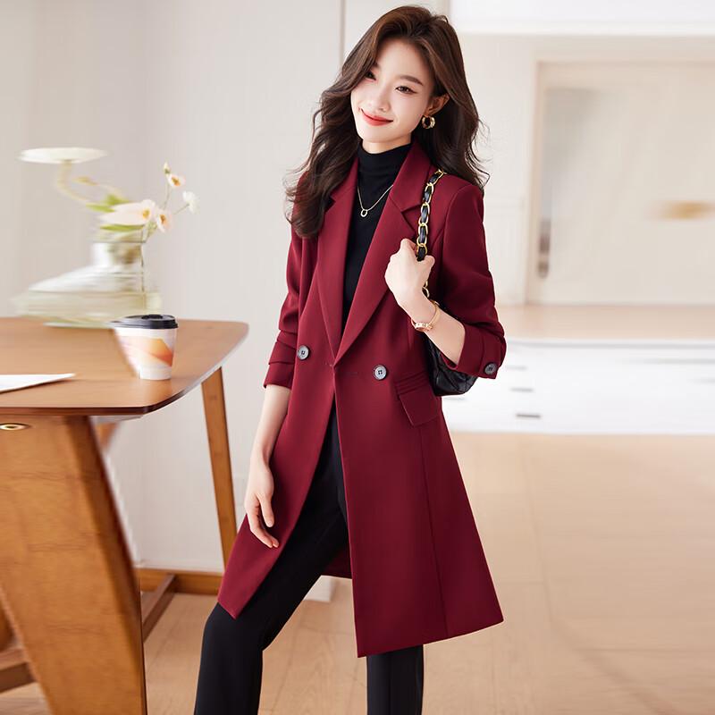Troman Women's Business Casual Mid-length Windbreaker Jacket