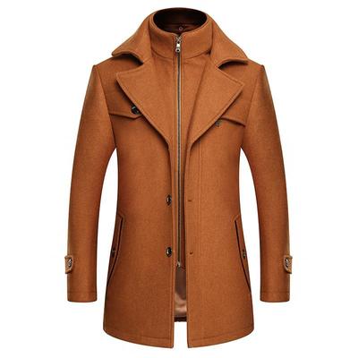 Autumn and Winter Woolen Coat Men's Slim Plus Size Thick Woolen Trench Jacket