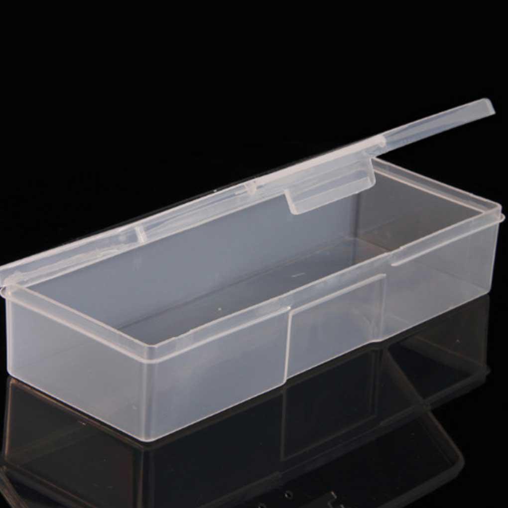 Art Rectangle Plastic Transparent Storage Box Rhinestone Brush Pen Buffer Grinding Files Container Case 19x7.5x3.8cm