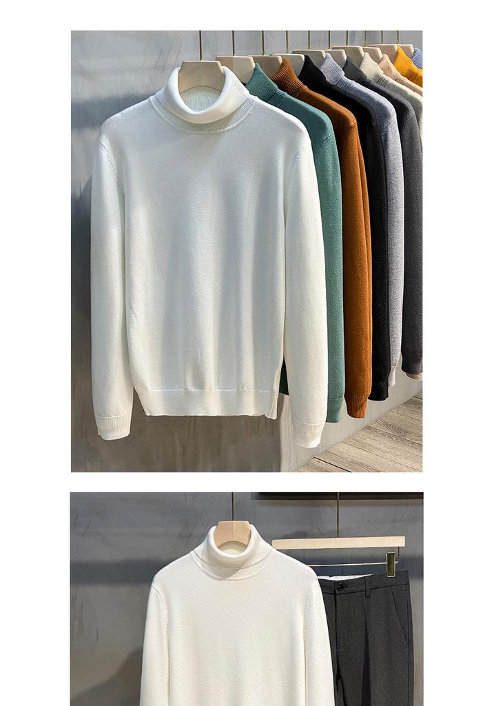 Trendy Herentrui met Hoge Hals, Dik Gebreid, Dubbele revers, Koreaanse Stijl