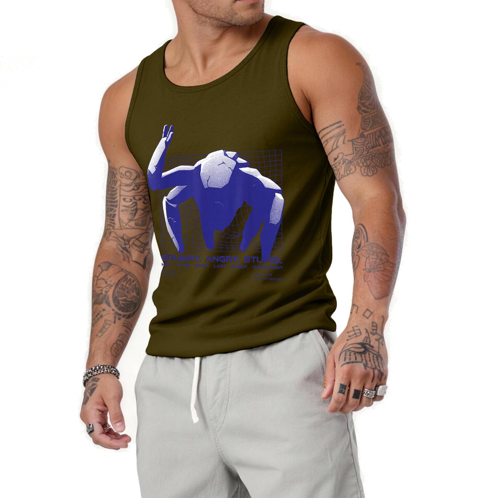 

Men s Relaxed-Fit Flag-Print Sleeveless Tank Top L армия зеленый