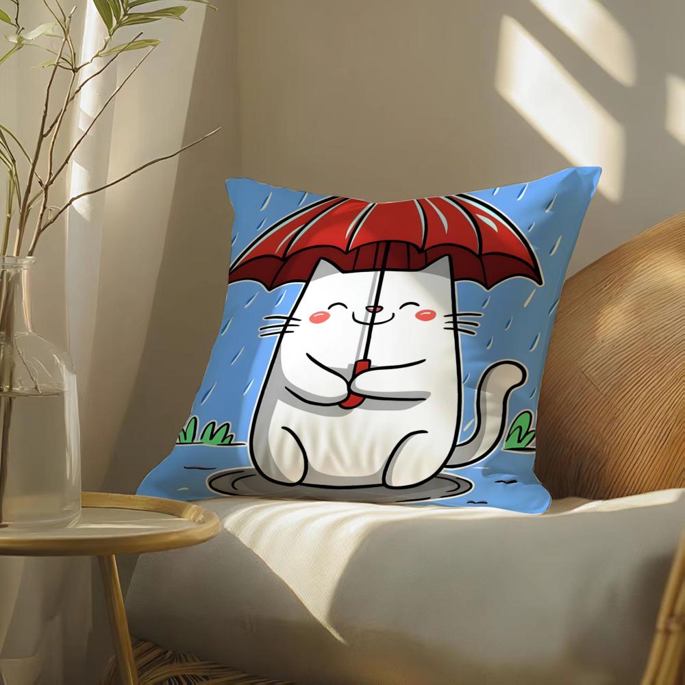 Funny and surprising cat patterns Cushion Cover Silky elegant Comfort Sofa Bed Invisible zipper Beach pillowcase