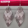 925 Sterling Silver Woman Layered Hollow Leaves Tassel Long Drop Earrings Fashion Jewelry