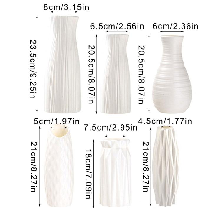 6PCS Elegant Plastic Flower Holder Vases With Subtle Texture Small Storage Bottle For Home Decoration