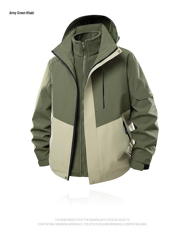 3-in-1 Men's Assault Jacket: New 2025 Autumn/Winter Outdoor Windproof, Waterproof Hooded Workwear