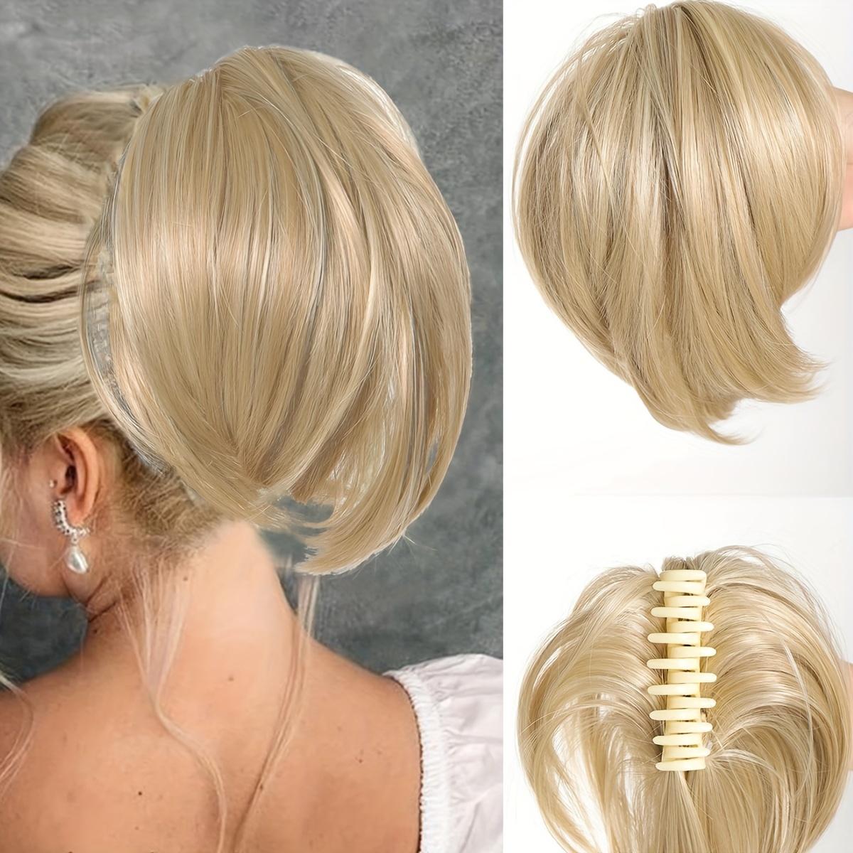 

10-дюймовый зажим для когтей, короткий хвостик, наращивание волос, гибкие металлические грязные булочки, волнистые вьющиеся искусственные шиньоны, синтетические