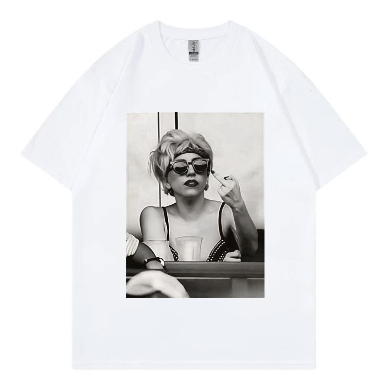 Singer Lady Gaga Merch T Shirt Unisex Women Clothing Harajuku Pop Music Short Sleeve Tshirt High Quality Oversized Tshirts Tops