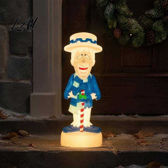 Classic Holiday Cartoon Characters Christmas LED Lighted Blow Molded Decoration Retro Character Porch Display Figure for Outdoor Yard Lawn,
