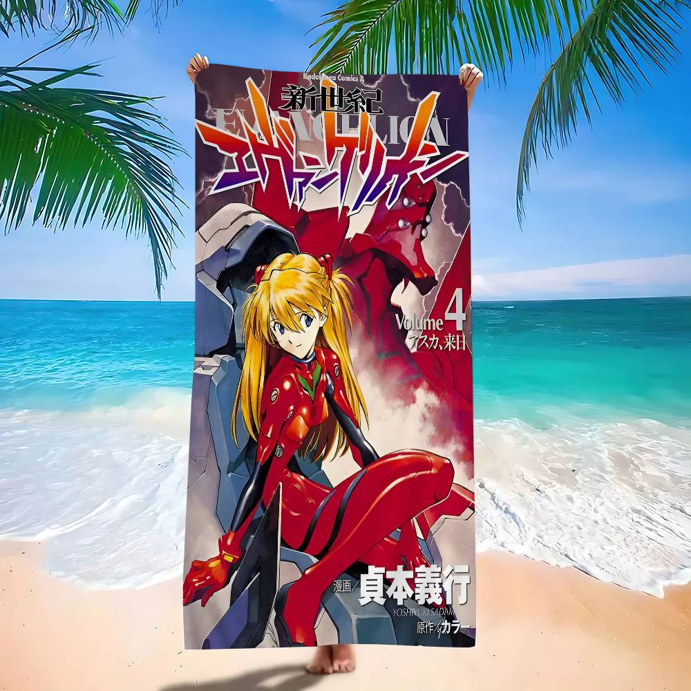 Asciugamano da Bagno Anime E-Evangelions Microfibra Morbido Assorbente Traspirante Per Bambina Bambini Decorativo Cartone Animato Asciugamano da Spiaggia