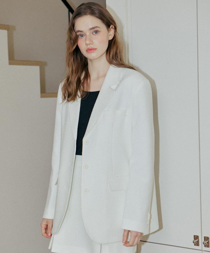 Yuppe Over Tweed Jacket_Ivory