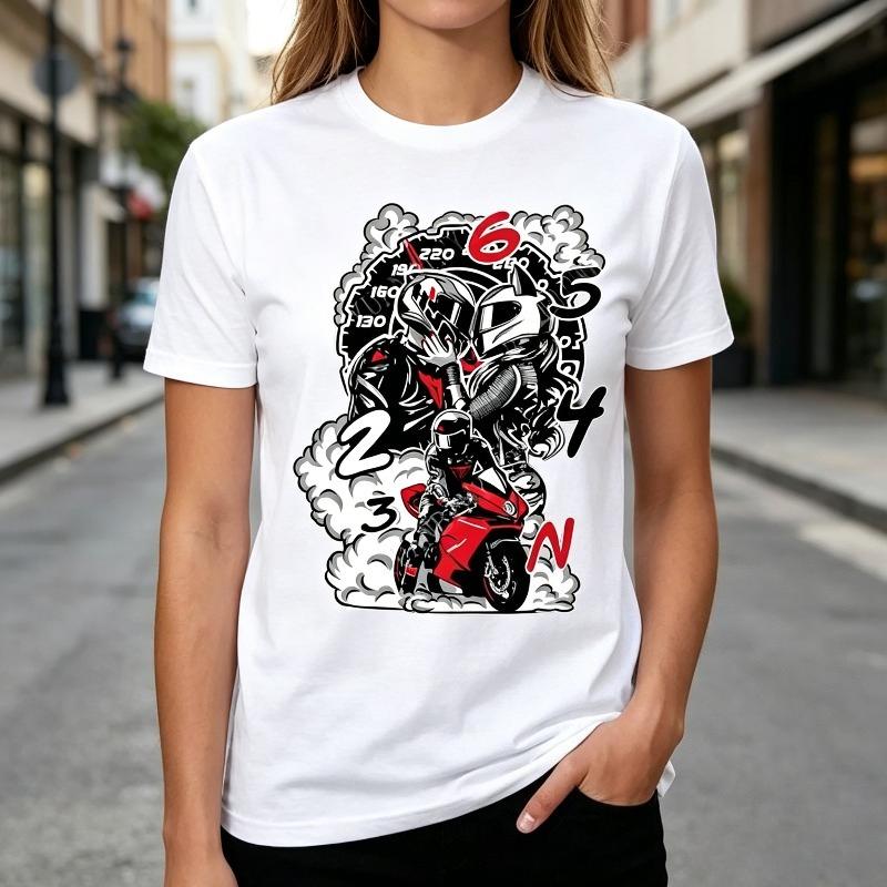 Motorcycle Helmet Graphic Tshirt for Unisex Unisex Casual Cotton Short Sleeve Tee Top Cool Biker Graphic Shirt 100 Cotton Summer
