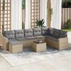 VidaXL Garden Lounge Set with Cushions 9 Pcs Beige Braided Resin 3219359