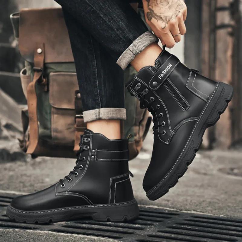 Fashion Men's Works Boots Spring Autumn Anti-slip Waterproof Male Sneakers Desert Tactical Boots Outdoor Travel Wear-resistant Man Shoes