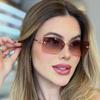 Trendy Square Frameless Sunglasses For Women With Uv400 Protection For Outdoor Activities