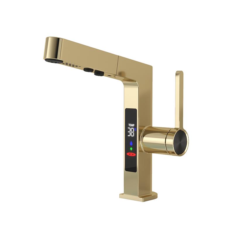 White/Black Temperature Digital Display Bathroom Basin Faucet 360 Rotation Stream Sprayer Hot Cold Water Mixer Sink Tap