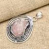 Rough Rose Quartz Gemstone Jewelry Handmade 925 Sterling Silver Adorable Pendant For Love