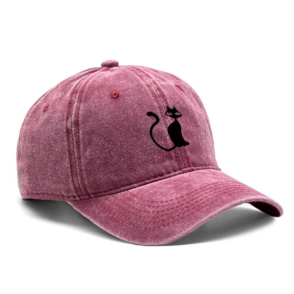 Casual Snapback Caps Cute Black Cat Hat For Man Adjustable Buckle Distressed Adjustable Sun Hat Perfect For Camping