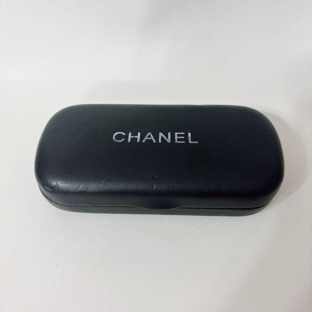 Used CHANEL black leather glasses case sunglasses case CHANEL