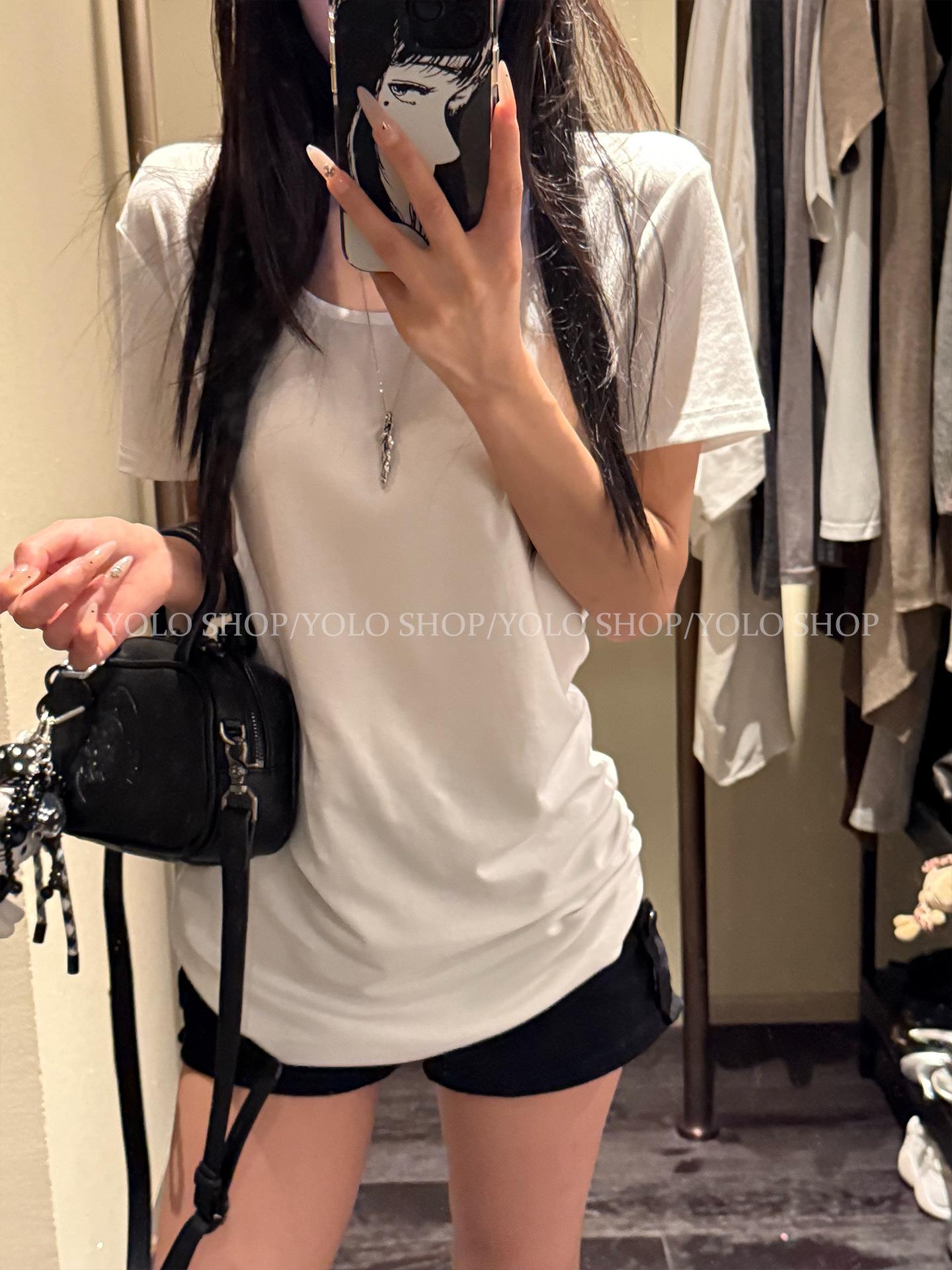 

YOLO SHOP Long-Termism Relaxed Lyocell Crew Neck Long Sleeve Versatile T-shirt Large