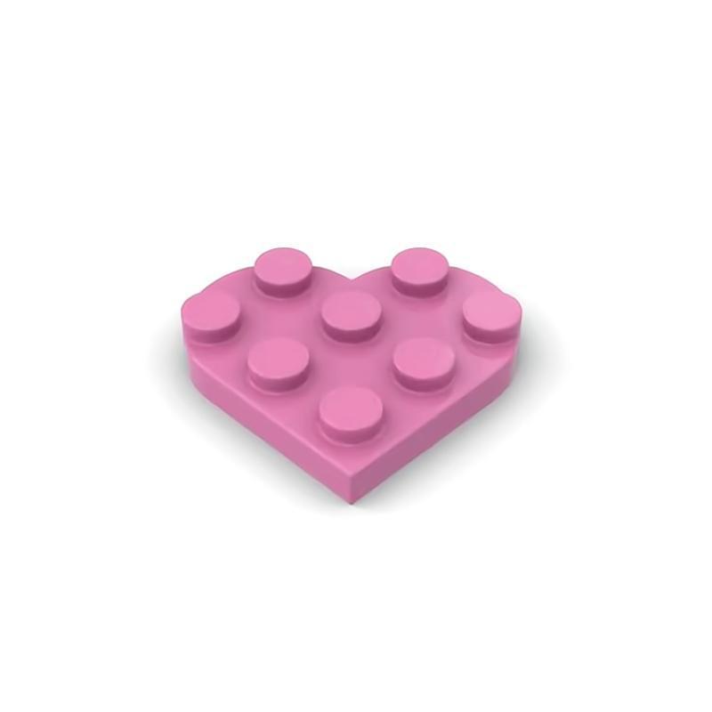 Small Particle MOC Building Blocks - 3x3 Heart Plate Interlocking Bricks (50g) Standard