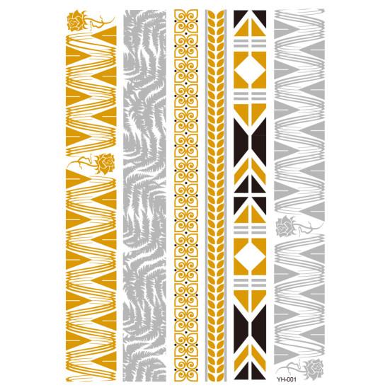 Golden Color Temporary Tattoos Waterproof Metallic Temporary Transferable Tattoos Tattoo Body Art Sticker Arm