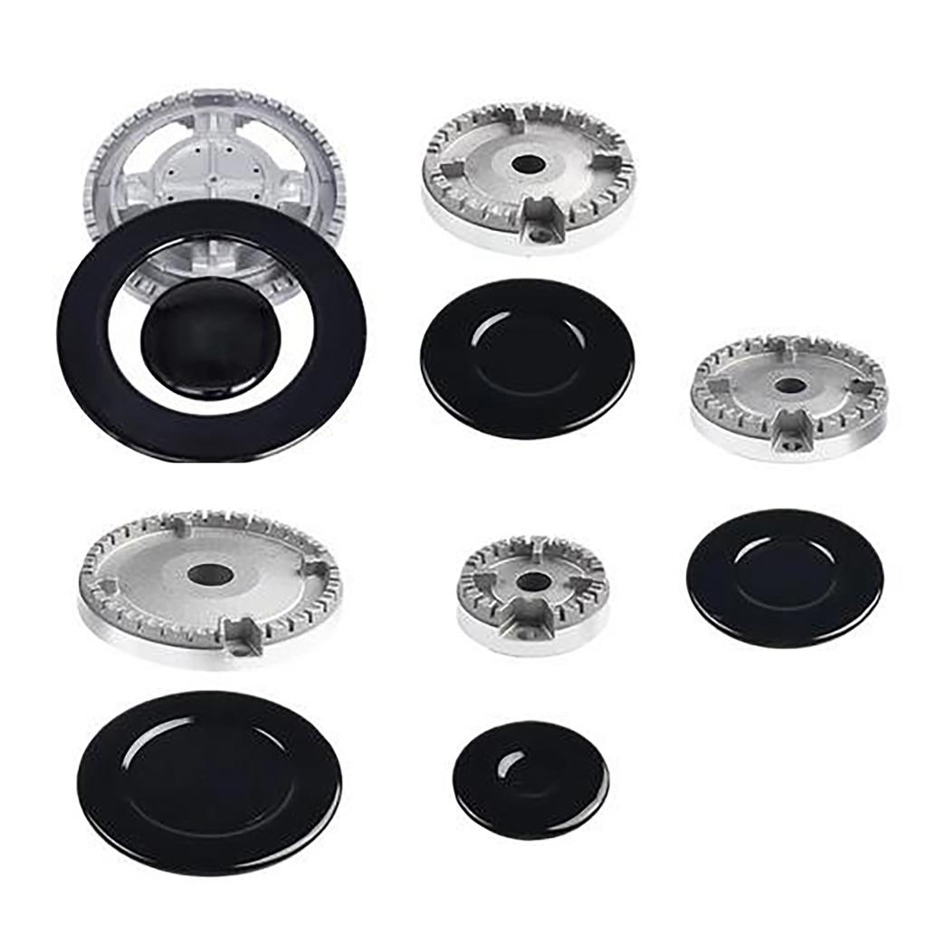 Metal Stove Burner and Knob Set Cooktop Burner Heads and Control Knobs Ranges Burner Caps Metal Texture for Stove