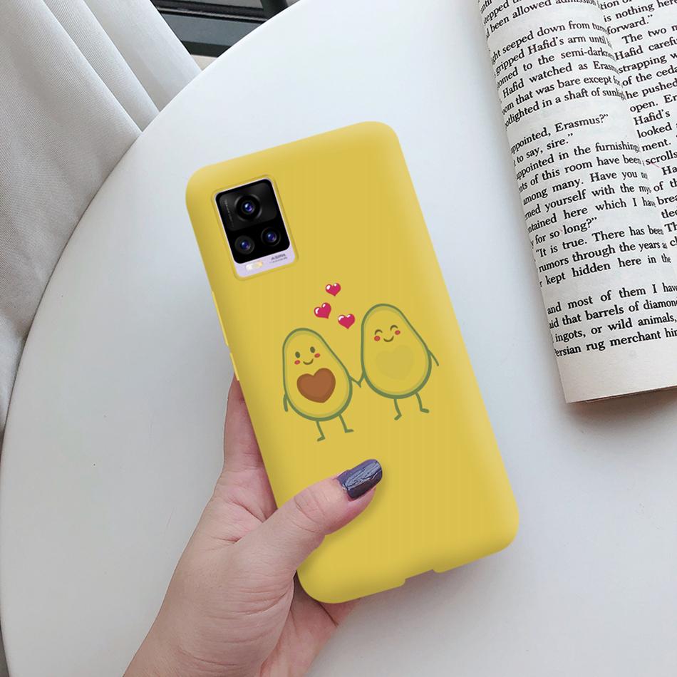 For Coque Vivo V20 Matte Silicon Case Cartoon Animals Cute Cat Pets Cactus Phone Back Cover For Vivo V20 V2025 V 20 VivoV20 Case