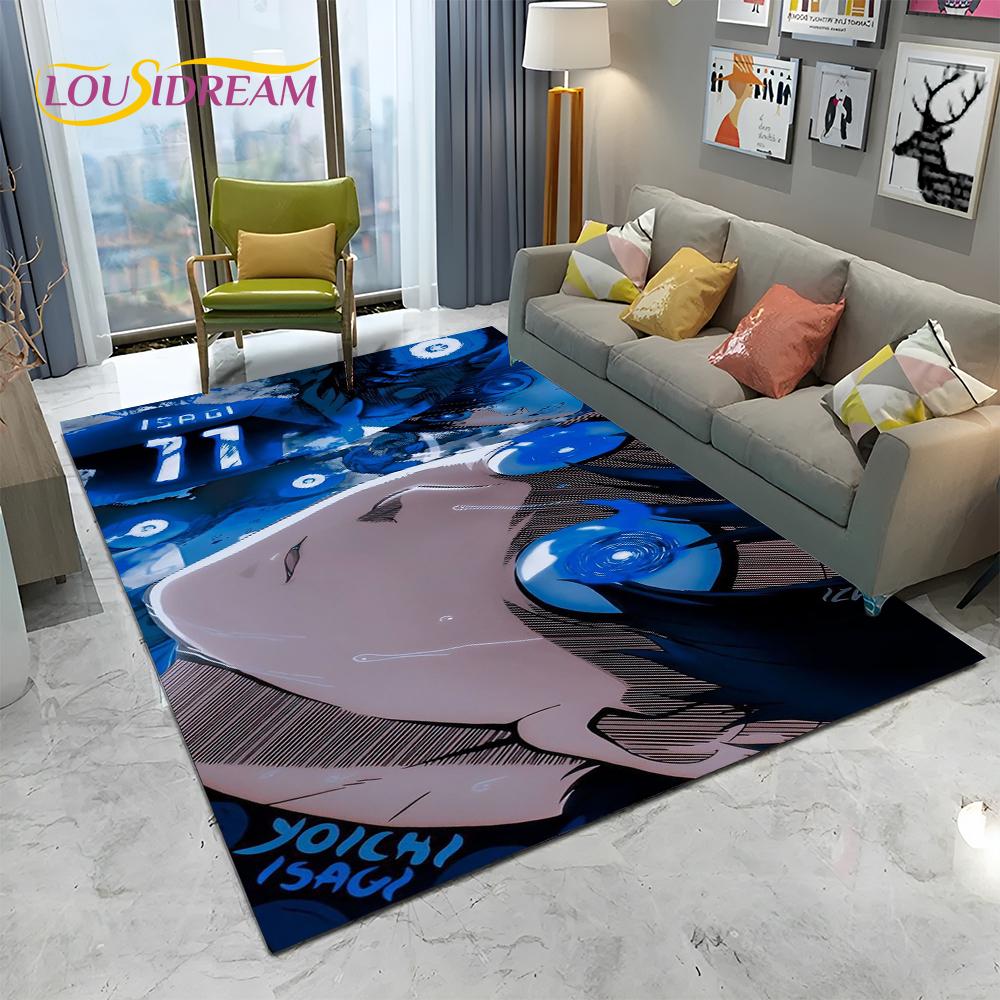 Teppich mit Cartoon-Motiv, blaues Schloss, Fußball, Anime, für Zuhause, Wohnzimmer, Schlafzimmer, Sofa, Fußmatte, Dekoration, Kinderspielbereich, rutschfeste Bodenmatte