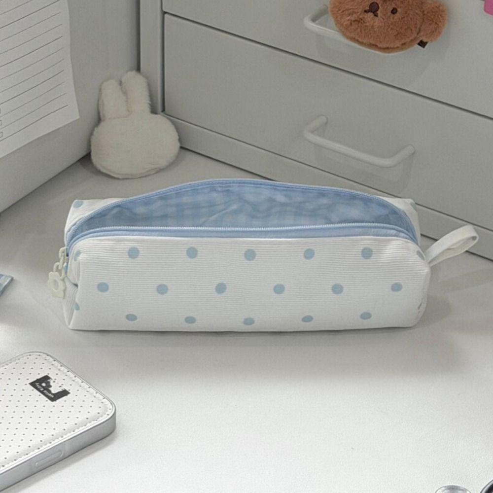 Stippen Pennen Etui Crème Kleur Schrijfwaren Etui INS Schrijfwaren Organizer Terug naar School Cadeau