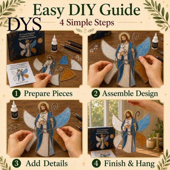 Window Suncatcher DIY Project Christian Kit, Stained Glass Style Religious Sun Catcher, Complete Assembly Set Iridescent Hanging Ornament for