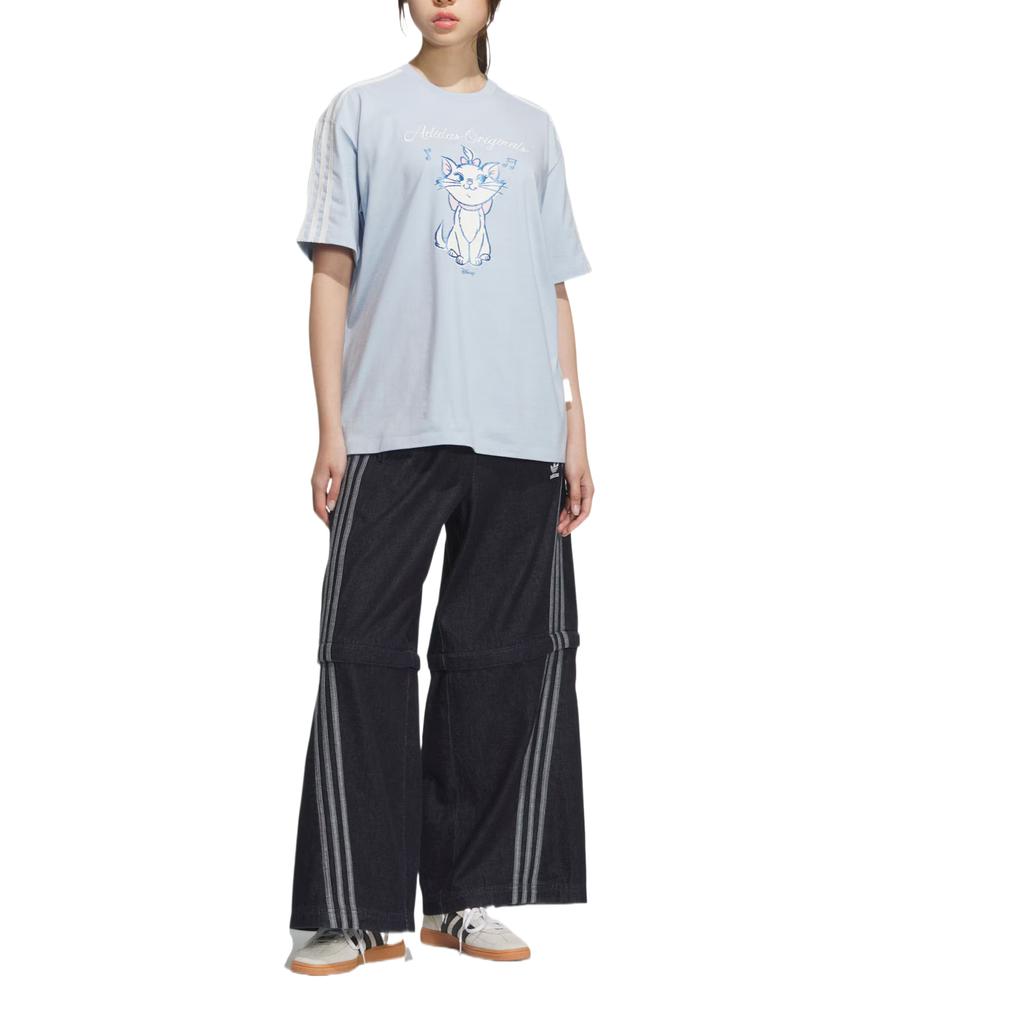 Adidas Originals Disney Drop Shoulder Sleeve T Shirt Women's Simple Blue KC3098