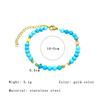 Turquoise Natural Stone Beaded Bracelet – Multicolor Crystal Gold Accent Jewelry, Boho Healing Gift for Women