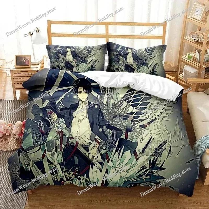 A-Attack O-On T-Titans Duvet Cover Anime Cartoon Bedding Set Boys Girls Bedroom Decoration Kids Gift Single Double Size Luxury Gift