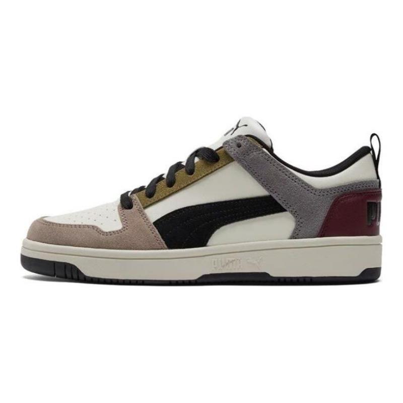 PUMA Rebound Layup Lo sd Unisex Low top Split Leather Synthetic Wear Resistant Skate Shoes Black White Brown 370539-07 36