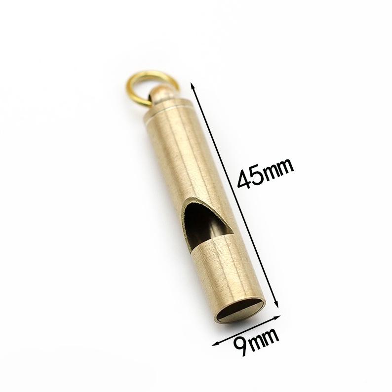 Handmade Brass Survival Whistle Keychain Pendant - Retro Yellow Pure Copper EDC Tool